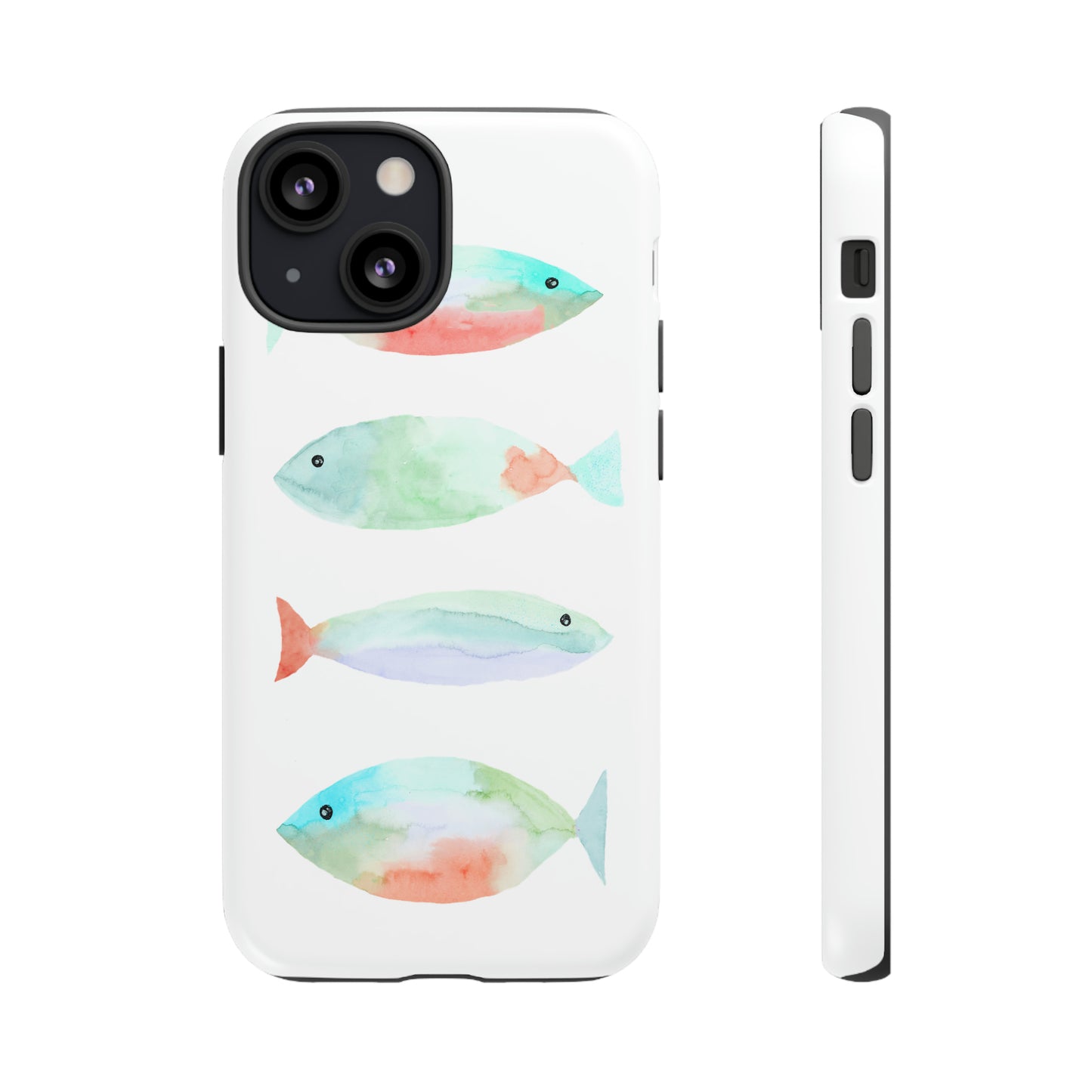 4 Watercolor Fish Hand Painted Cute Phone Case - Tough Case