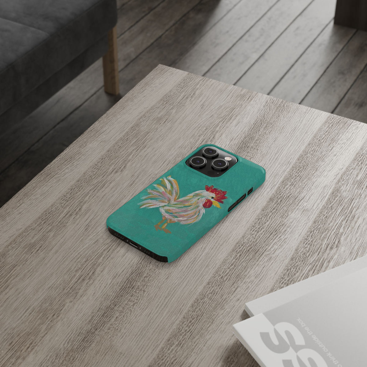 Phone Case hand painted chicken rooster digitized