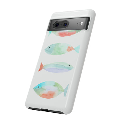 4 Watercolor Fish Hand Painted Cute Phone Case - Tough Case