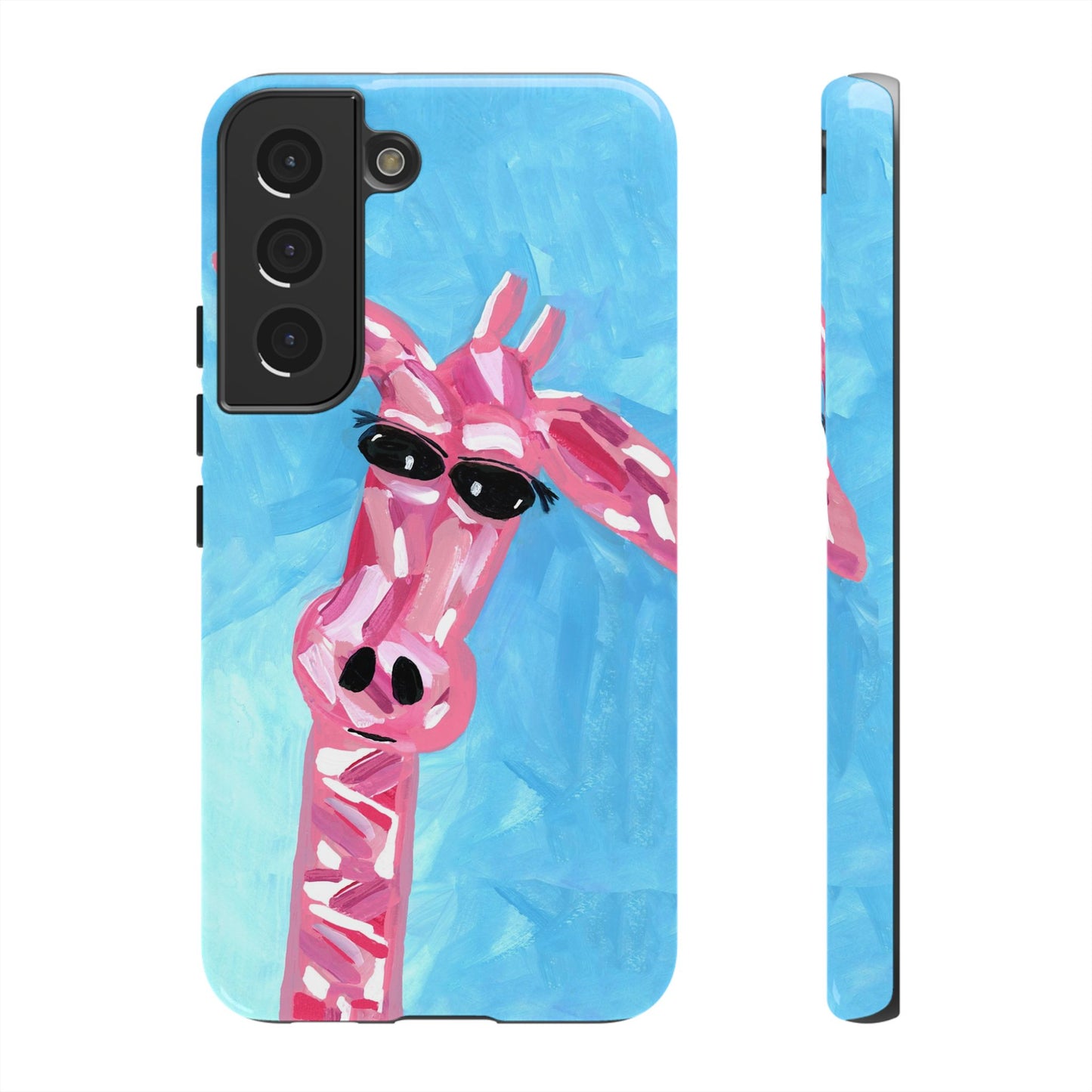 Bright Pink Giraffe Hand Painted Phone Case - Tough Cases