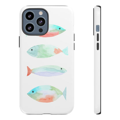 4 Watercolor Fish Hand Painted Cute Phone Case - Tough Case