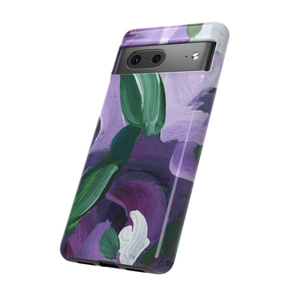 Purple Flowers Hand Painted Abstract Colorful Case: Impact-Resistant Phone Cases