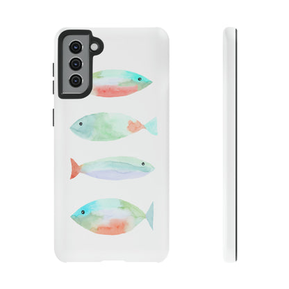 4 Watercolor Fish Hand Painted Cute Phone Case - Tough Case