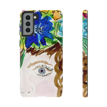 Vera | Hand Painted Girl with Flowers Headdress Colorful Case: Impact-Resistant Phone Cases