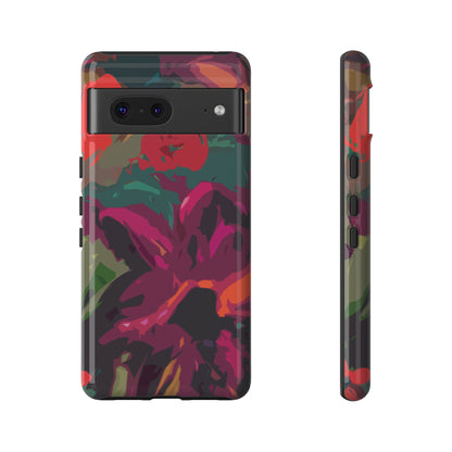 Hand Painted Abstract Colorful Burgundy Teal Orange Red Impact-Resistant Phone Cases