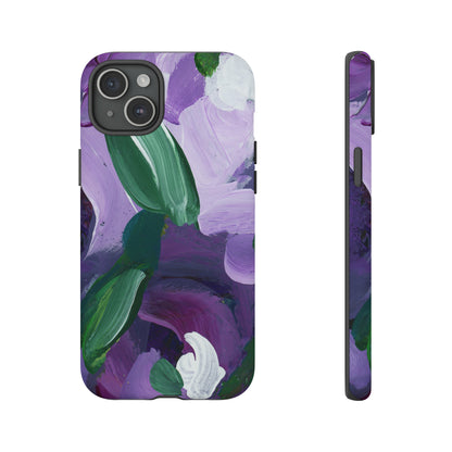 Purple Flowers Hand Painted Abstract Colorful Case: Impact-Resistant Phone Cases