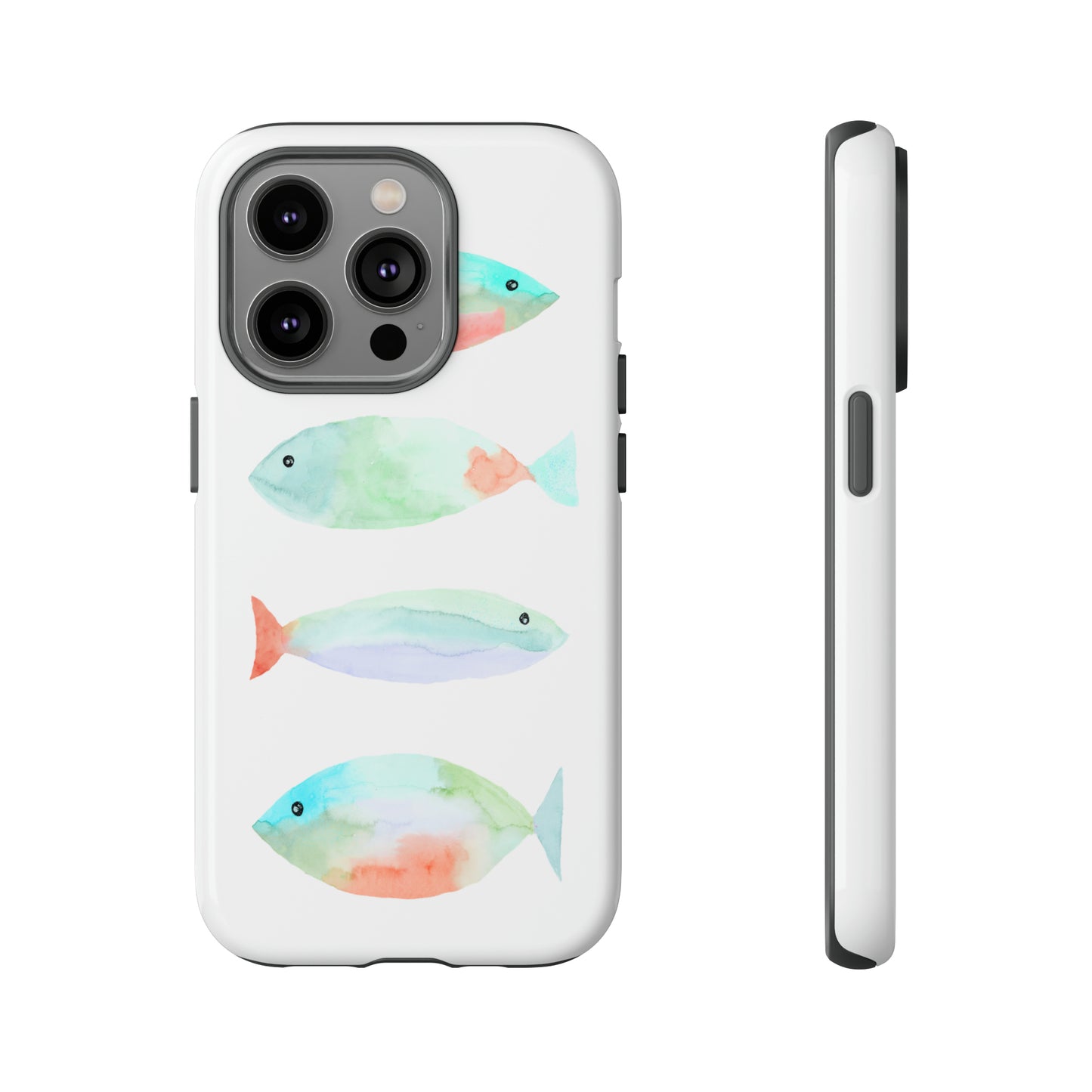 4 Watercolor Fish Hand Painted Cute Phone Case - Tough Case