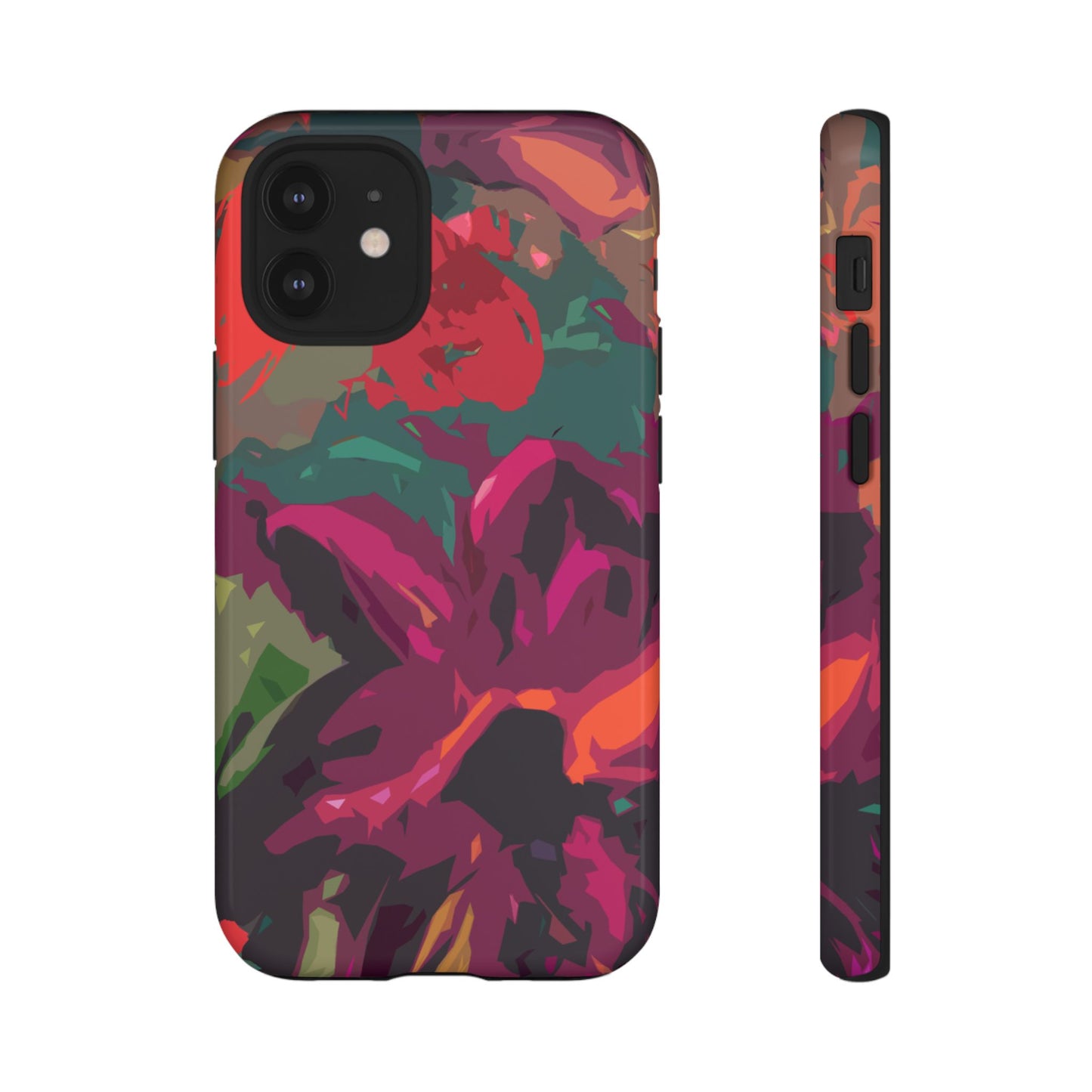 Hand Painted Abstract Colorful Burgundy Teal Orange Red Impact-Resistant Phone Cases