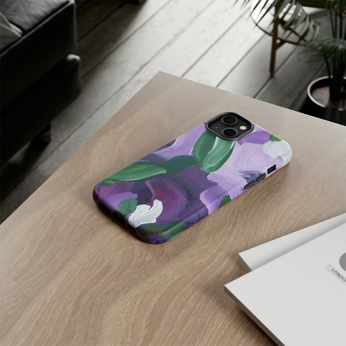 Purple Flowers Hand Painted Abstract Colorful Case: Impact-Resistant Phone Cases