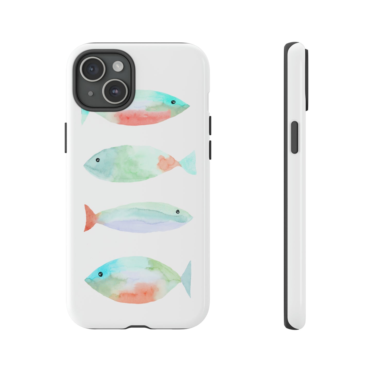 4 Watercolor Fish Hand Painted Cute Phone Case - Tough Case