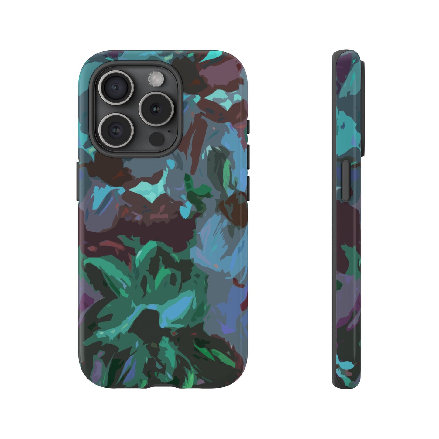 Hand Painted Abstract Colorful Teal Purple Green: Impact-Resistant Phone Case