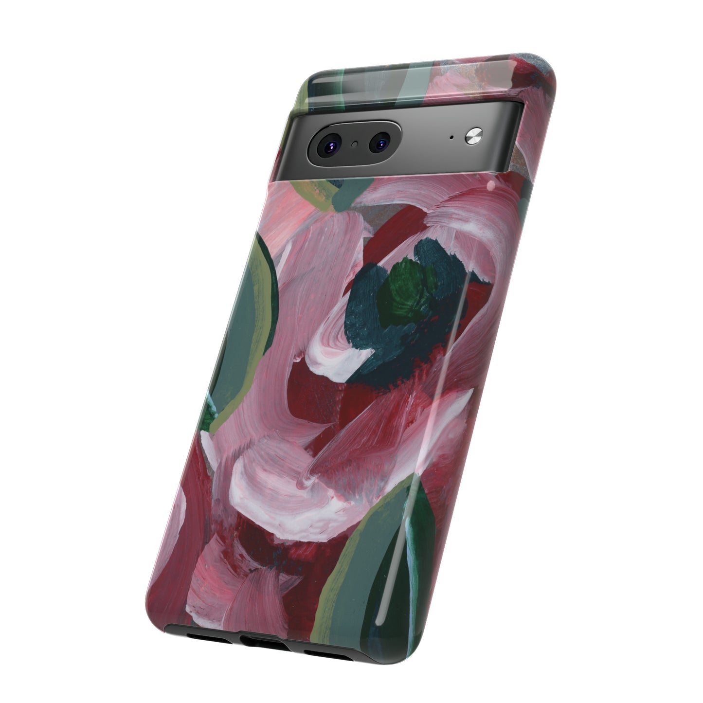 Burgundy Red Floral Hand Painted Abstract Colorful Case: Impact-Resistant Phone Cases