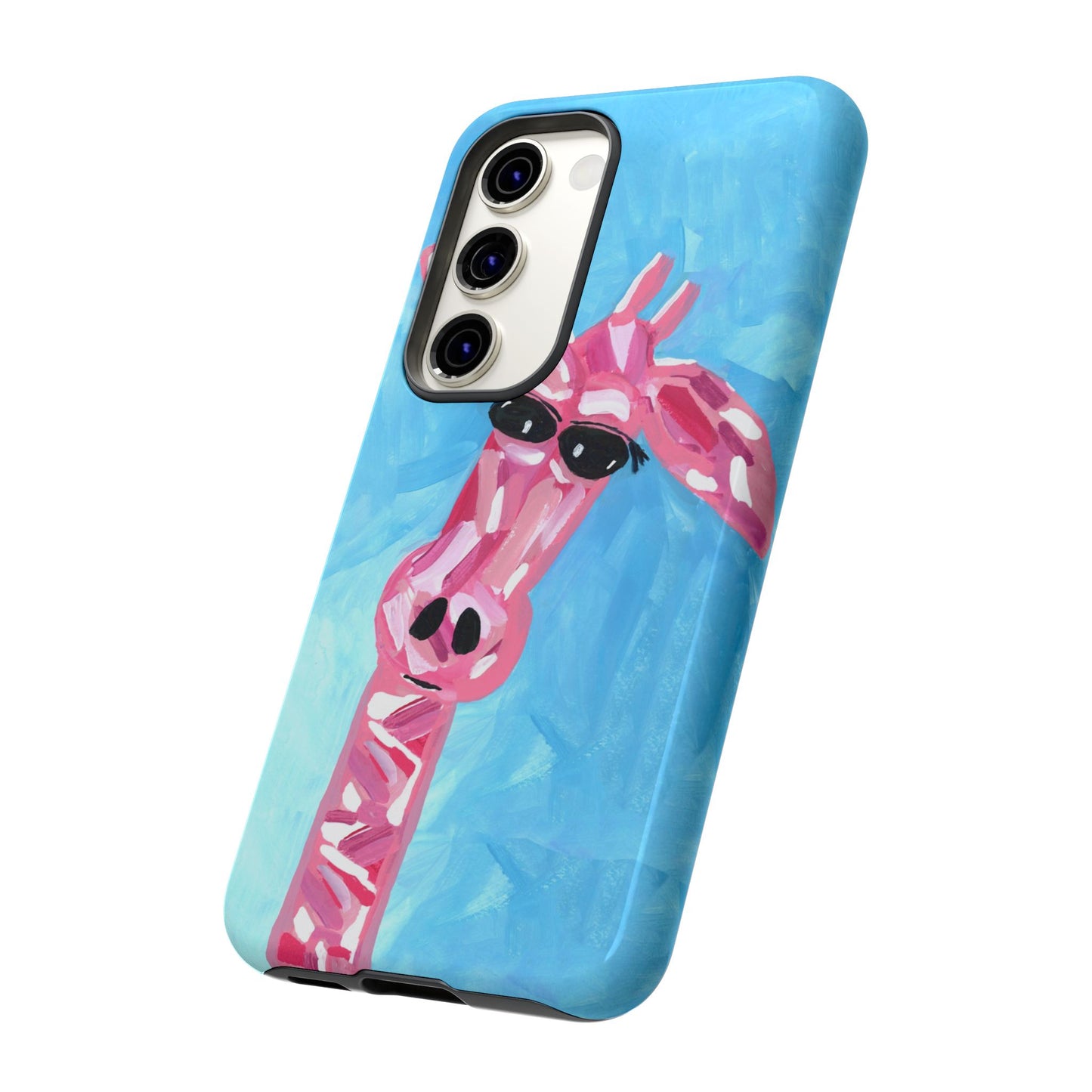 Bright Pink Giraffe Hand Painted Phone Case - Tough Cases