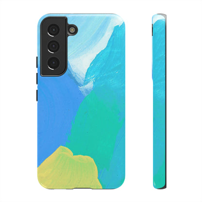 Hand Painted Abstract Blue Teal White Yellow Cute Phone Case - Tough Cases