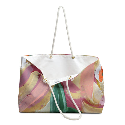 Bright Colorful Fun Abstract Art Weekender Bag in Pinks, Corals