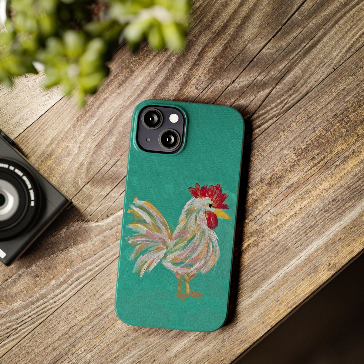 Phone Case hand painted chicken rooster digitized