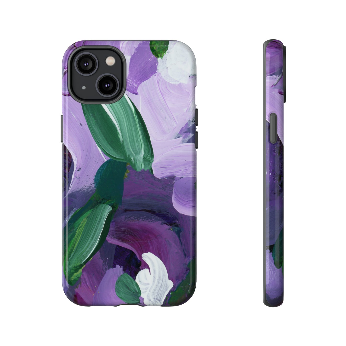 Purple Flowers Hand Painted Abstract Colorful Case: Impact-Resistant Phone Cases