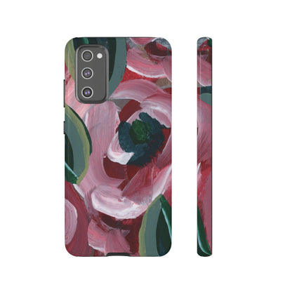 Burgundy Red Floral Hand Painted Abstract Colorful Case: Impact-Resistant Phone Cases