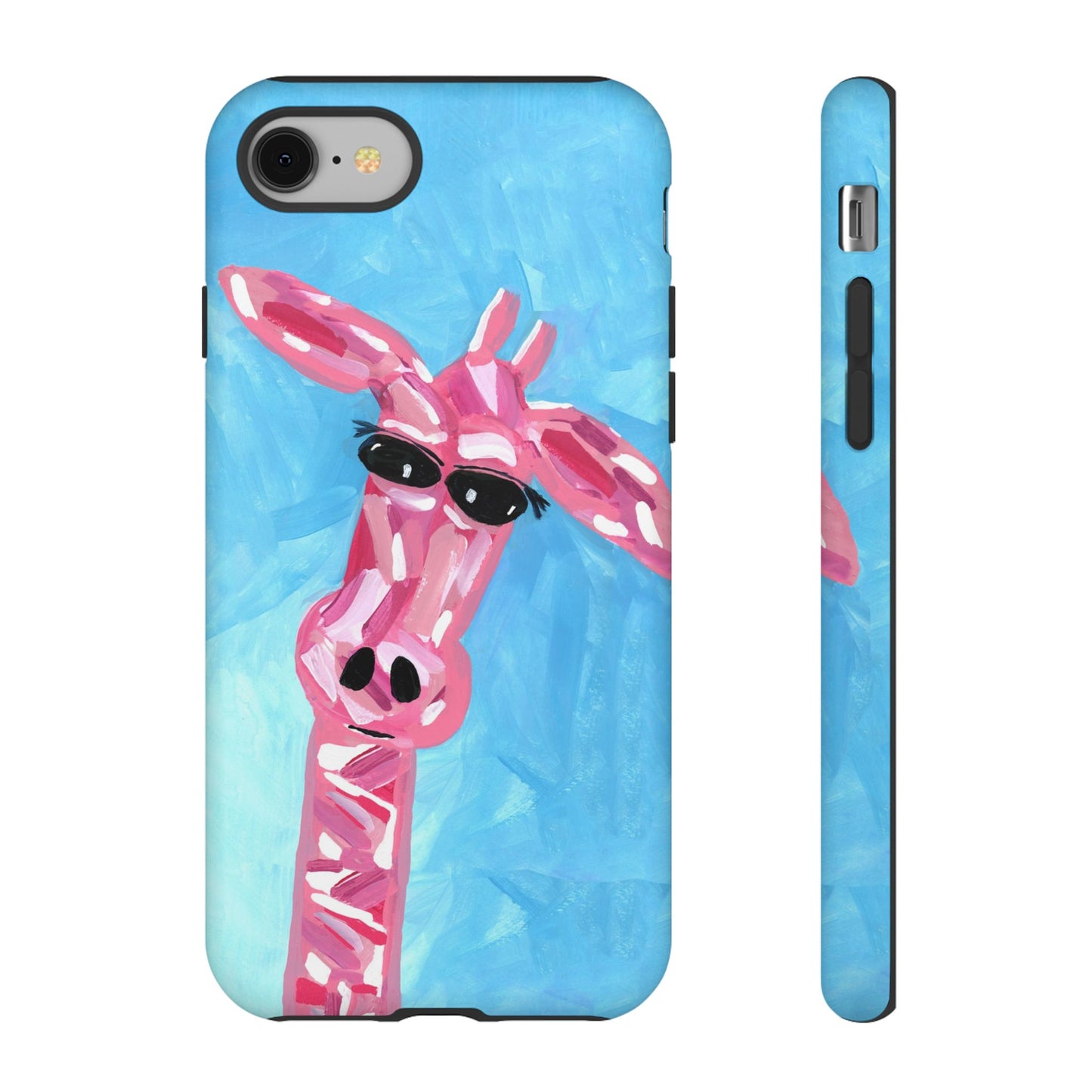 Bright Pink Giraffe Hand Painted Phone Case - Tough Cases