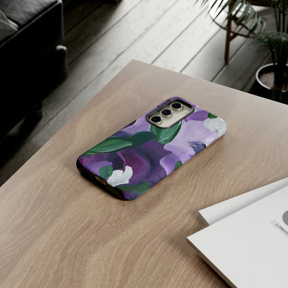 Purple Flowers Hand Painted Abstract Colorful Case: Impact-Resistant Phone Cases