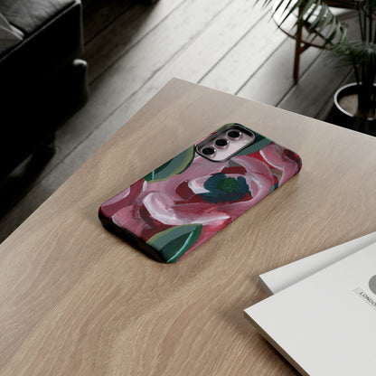 Burgundy Red Floral Hand Painted Abstract Colorful Case: Impact-Resistant Phone Cases