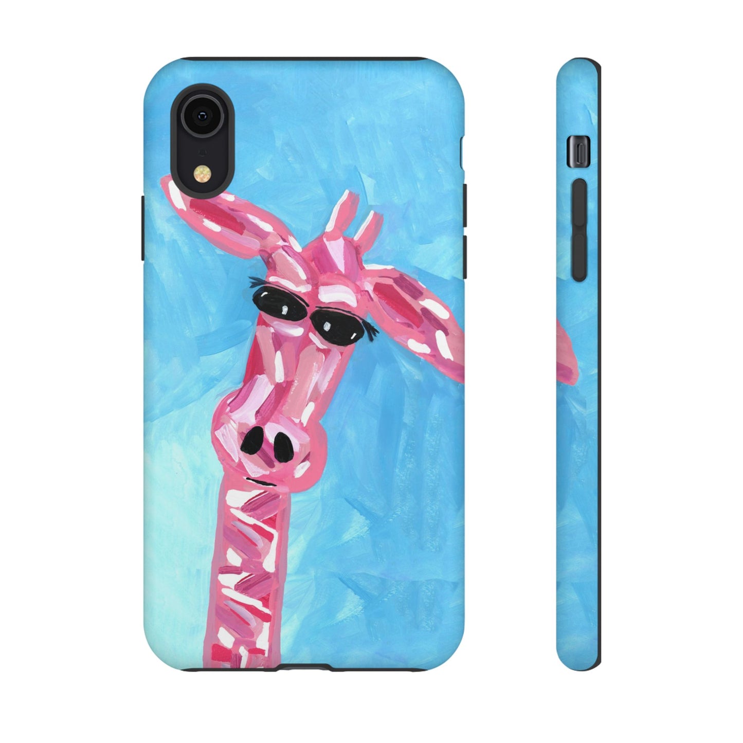 Bright Pink Giraffe Hand Painted Phone Case - Tough Cases