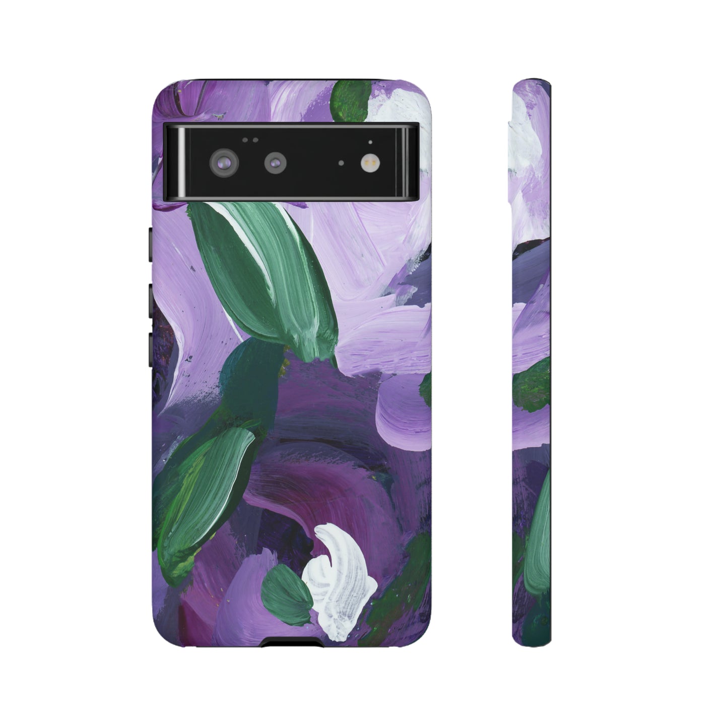 Purple Flowers Hand Painted Abstract Colorful Case: Impact-Resistant Phone Cases