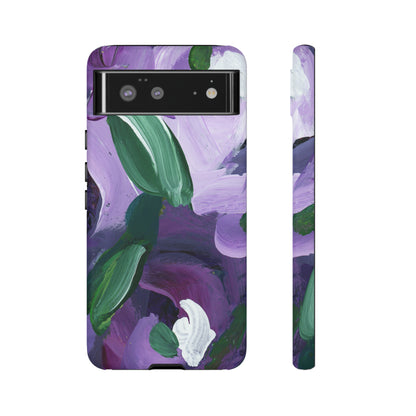 Purple Flowers Hand Painted Abstract Colorful Case: Impact-Resistant Phone Cases