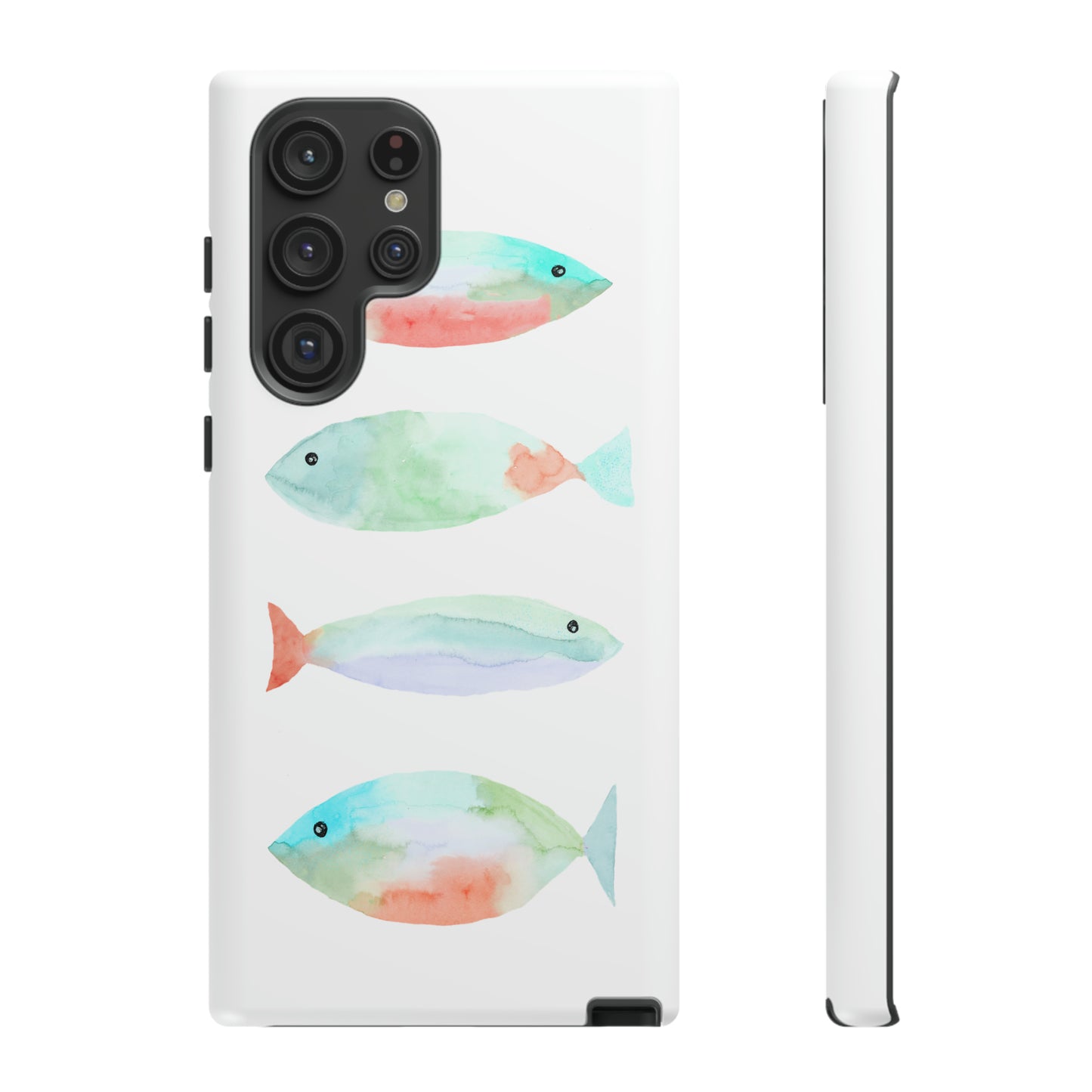 4 Watercolor Fish Hand Painted Cute Phone Case - Tough Case