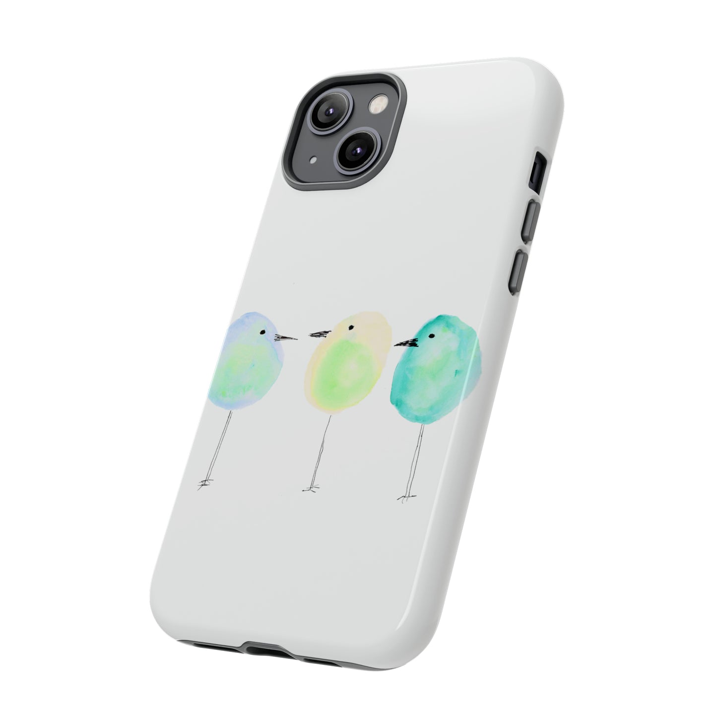 3 Watercolor Quirky Birds Hand Painted Phone Case - Tough Case