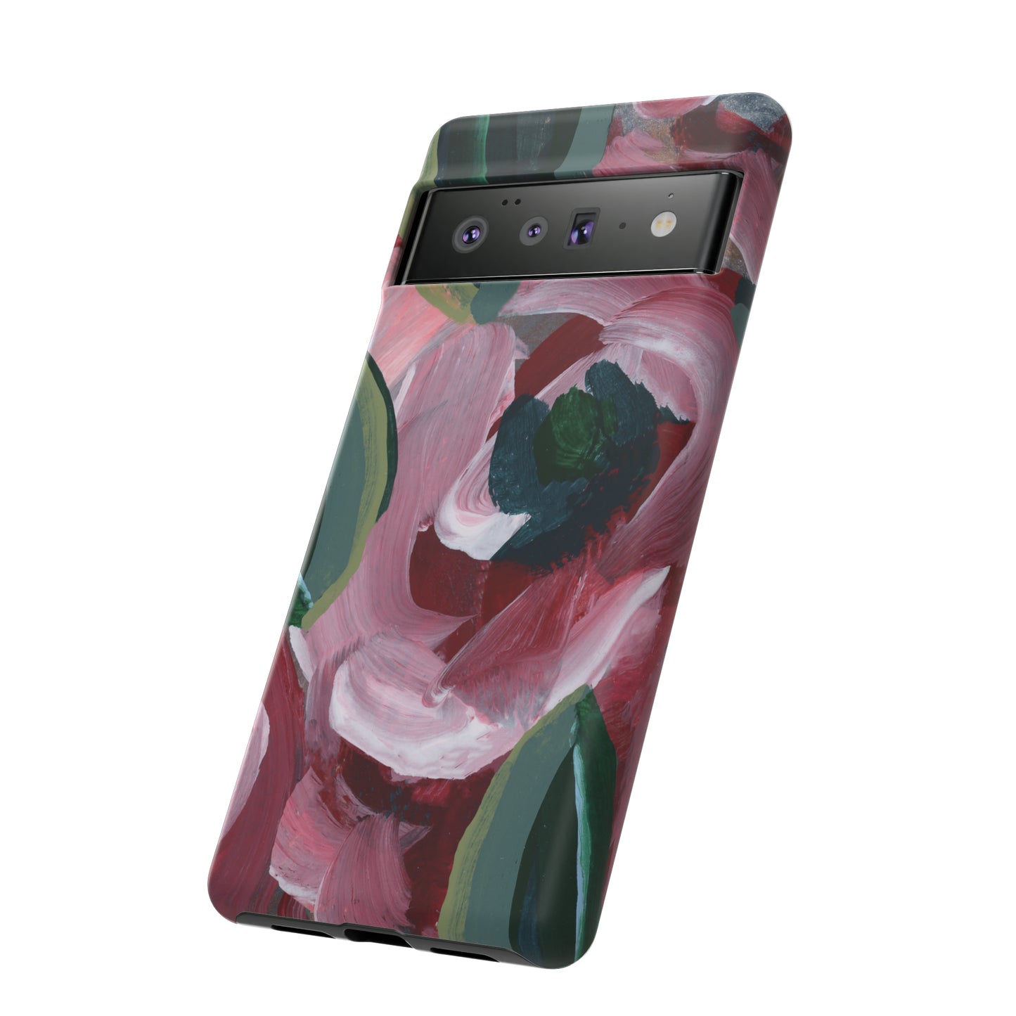 Burgundy Red Floral Hand Painted Abstract Colorful Case: Impact-Resistant Phone Cases