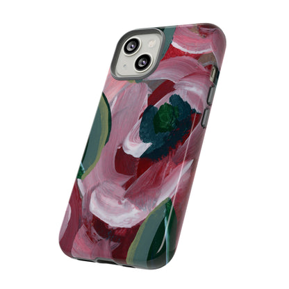 Burgundy Red Floral Hand Painted Abstract Colorful Case: Impact-Resistant Phone Cases