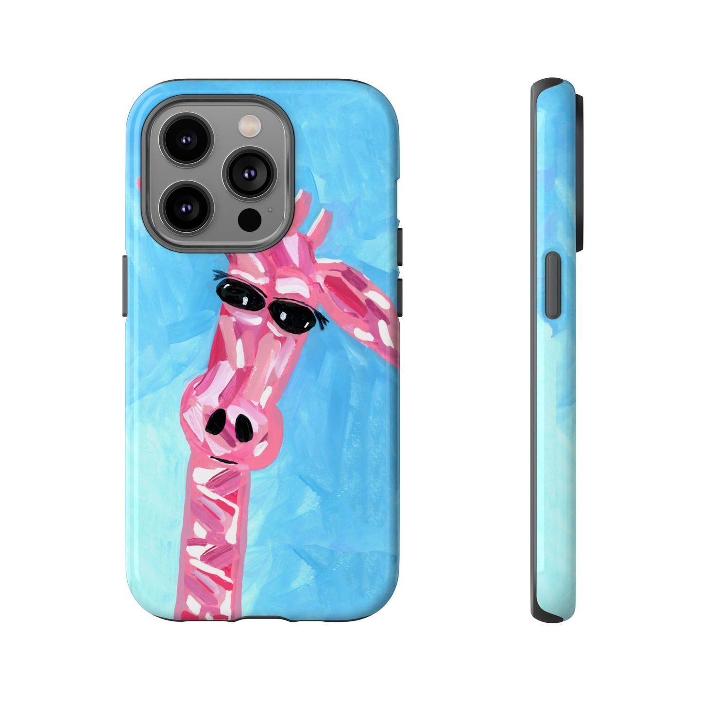 Bright Pink Giraffe Hand Painted Phone Case - Tough Cases