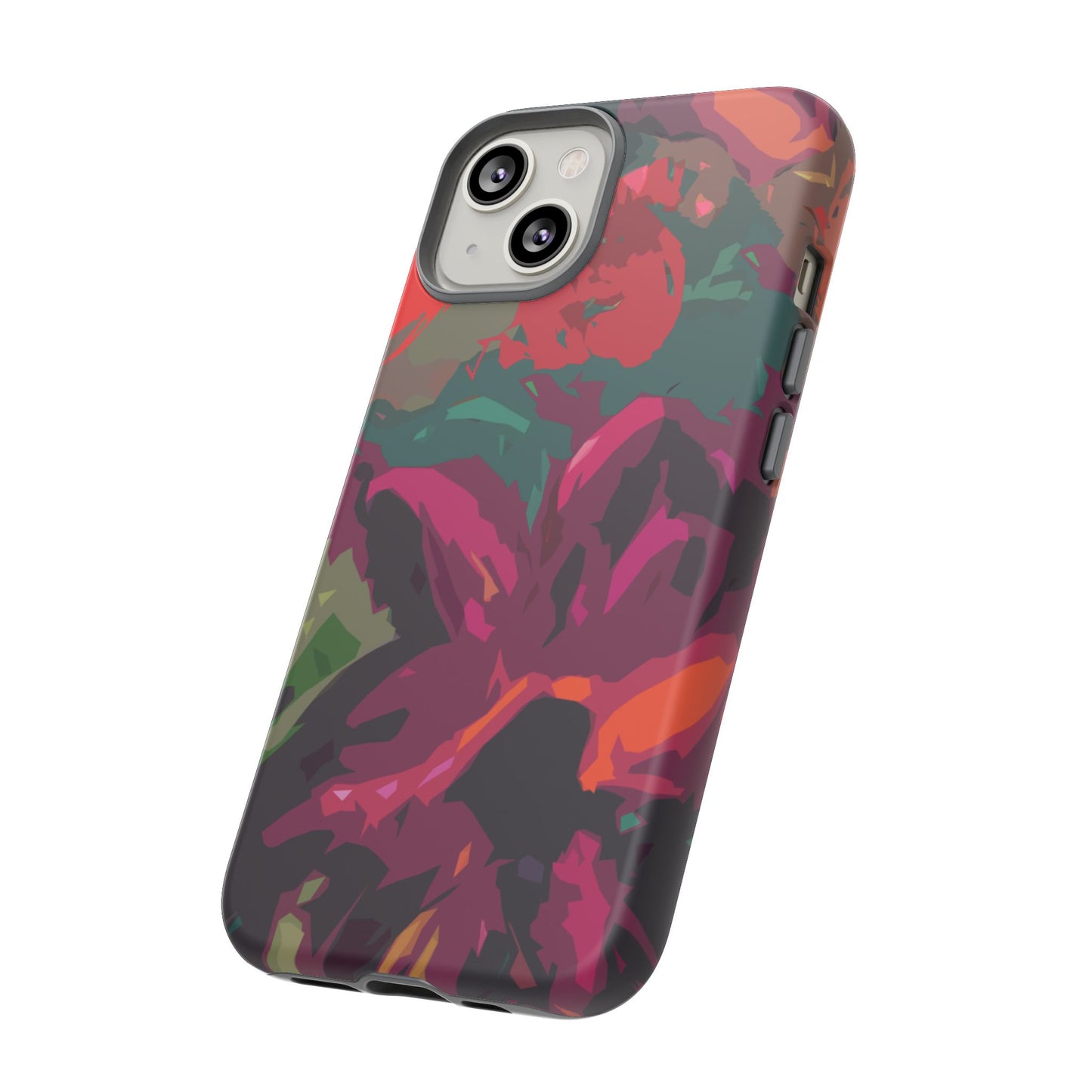 Hand Painted Abstract Colorful Burgundy Teal Orange Red Impact-Resistant Phone Cases