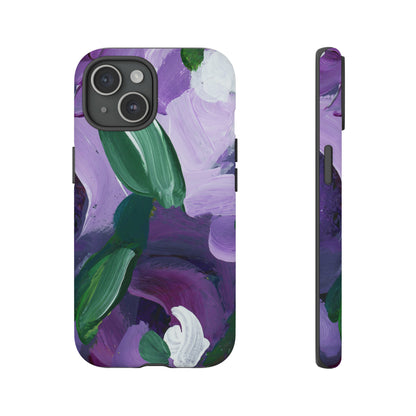 Purple Flowers Hand Painted Abstract Colorful Case: Impact-Resistant Phone Cases