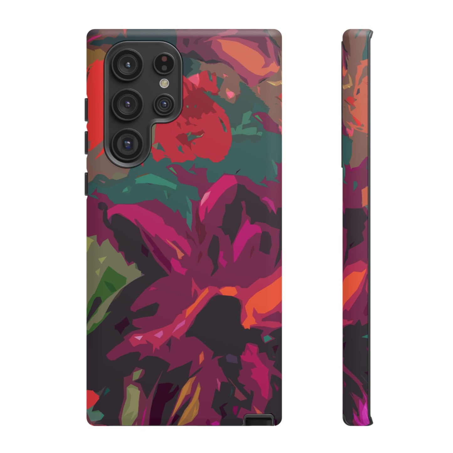 Hand Painted Abstract Colorful Burgundy Teal Orange Red Impact-Resistant Phone Cases