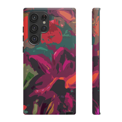 Hand Painted Abstract Colorful Burgundy Teal Orange Red Impact-Resistant Phone Cases