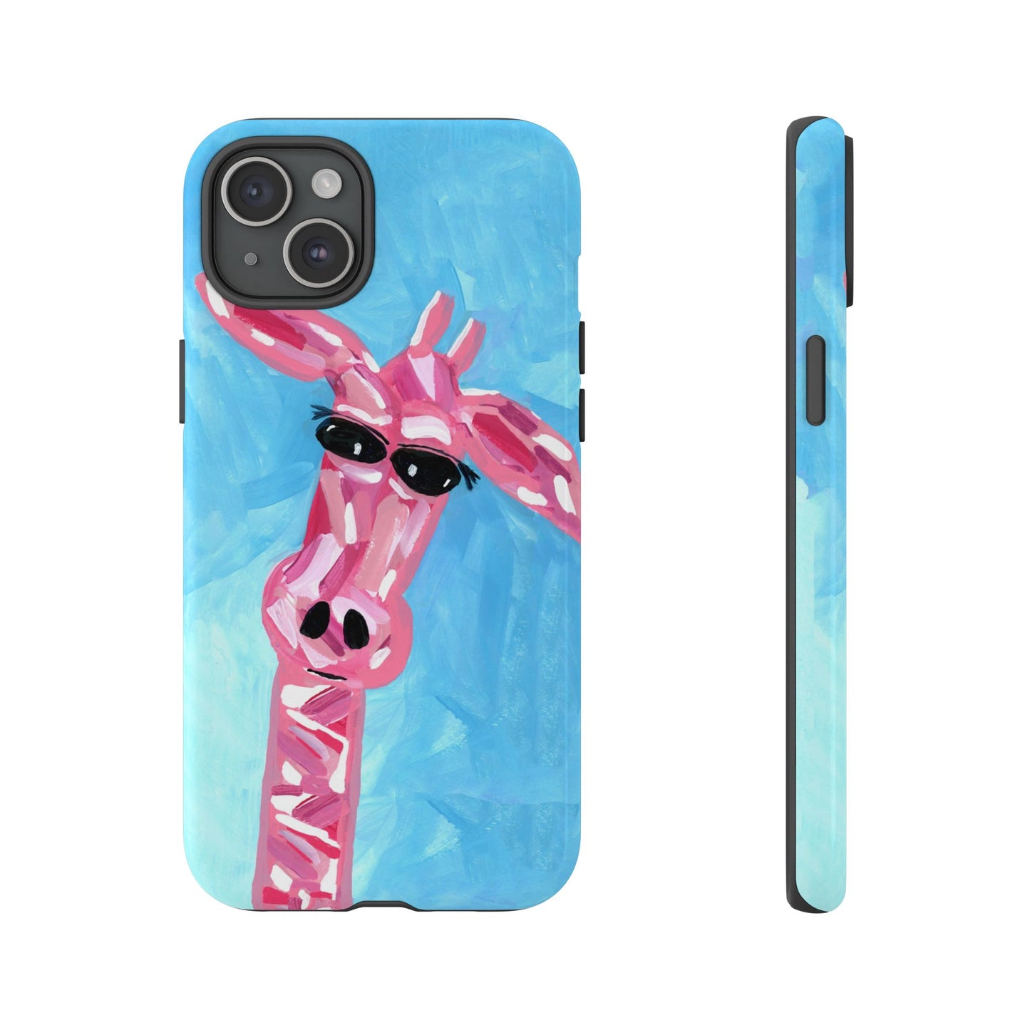 Bright Pink Giraffe Hand Painted Phone Case - Tough Cases