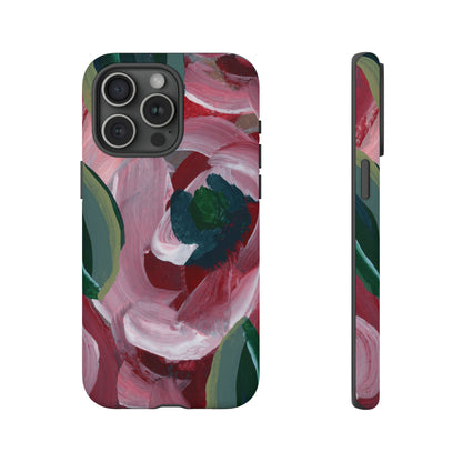 Burgundy Red Floral Hand Painted Abstract Colorful Case: Impact-Resistant Phone Cases