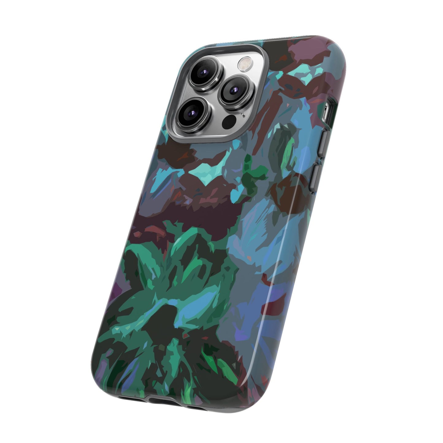 Hand Painted Abstract Colorful Teal Purple Green: Impact-Resistant Phone Case