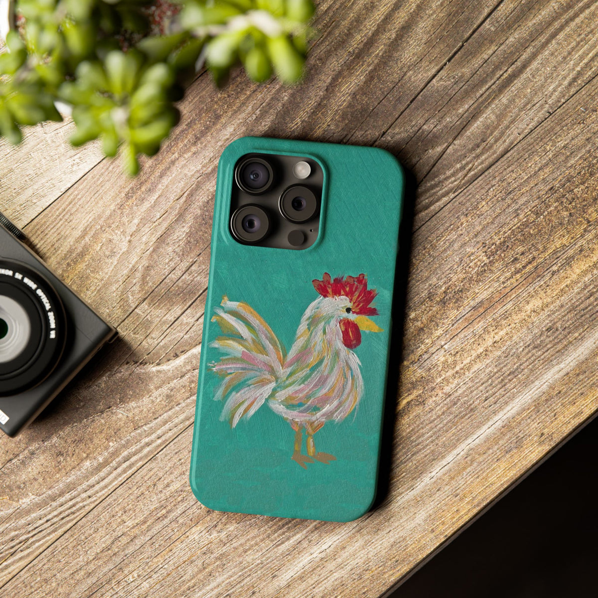 Phone Case hand painted chicken rooster digitized