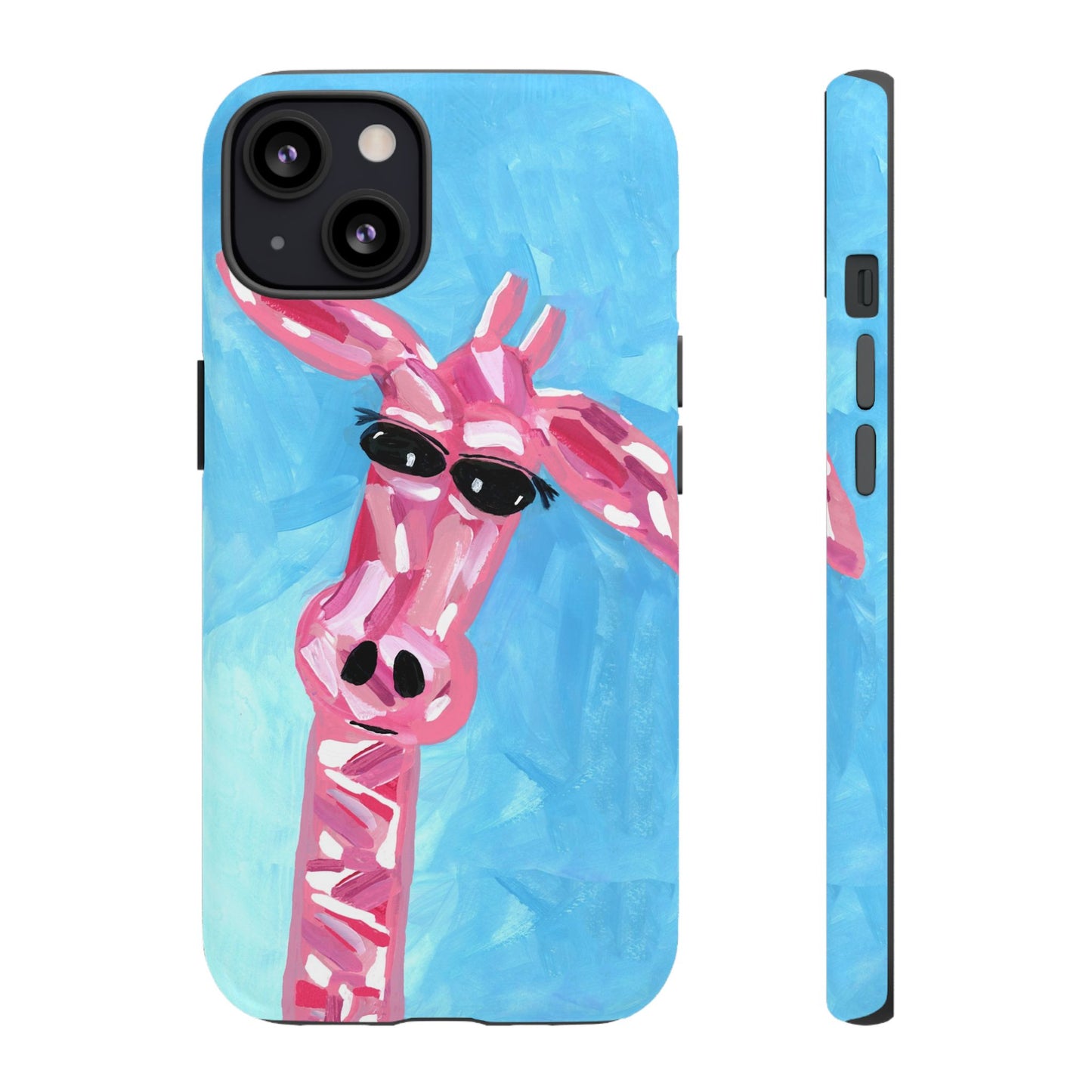 Bright Pink Giraffe Hand Painted Phone Case - Tough Cases