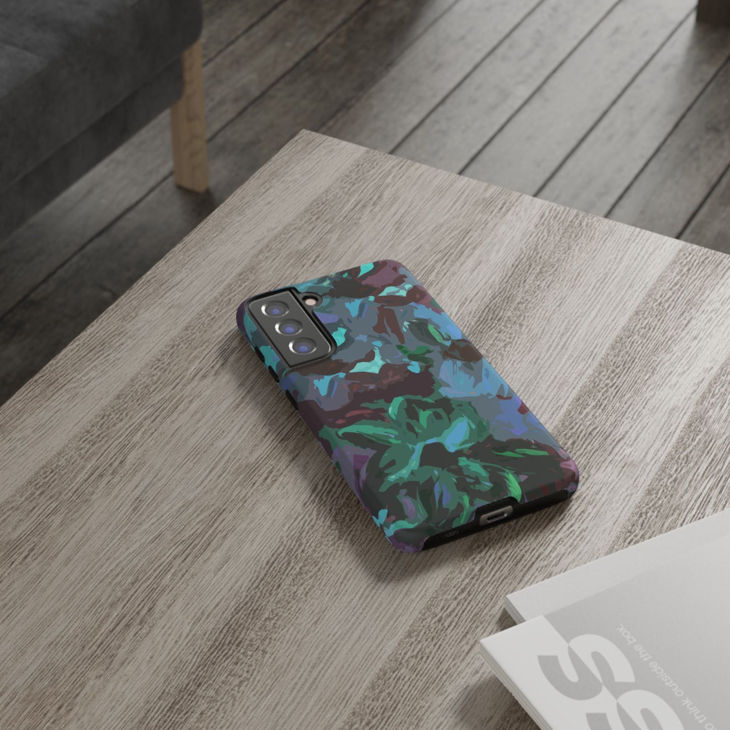 Hand Painted Abstract Colorful Teal Purple Green: Impact-Resistant Phone Case