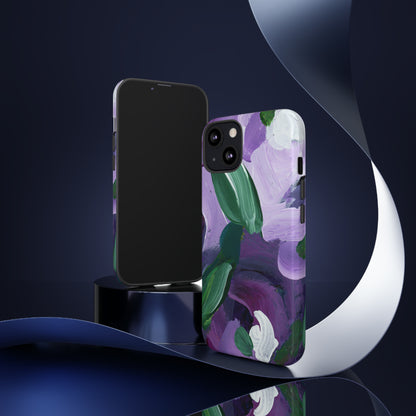 Purple Flowers Hand Painted Abstract Colorful Case: Impact-Resistant Phone Cases