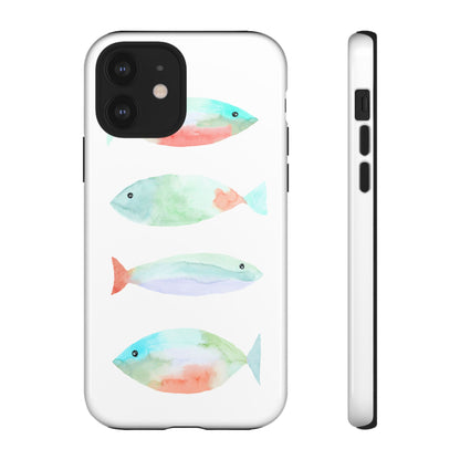 4 Watercolor Fish Hand Painted Cute Phone Case - Tough Case