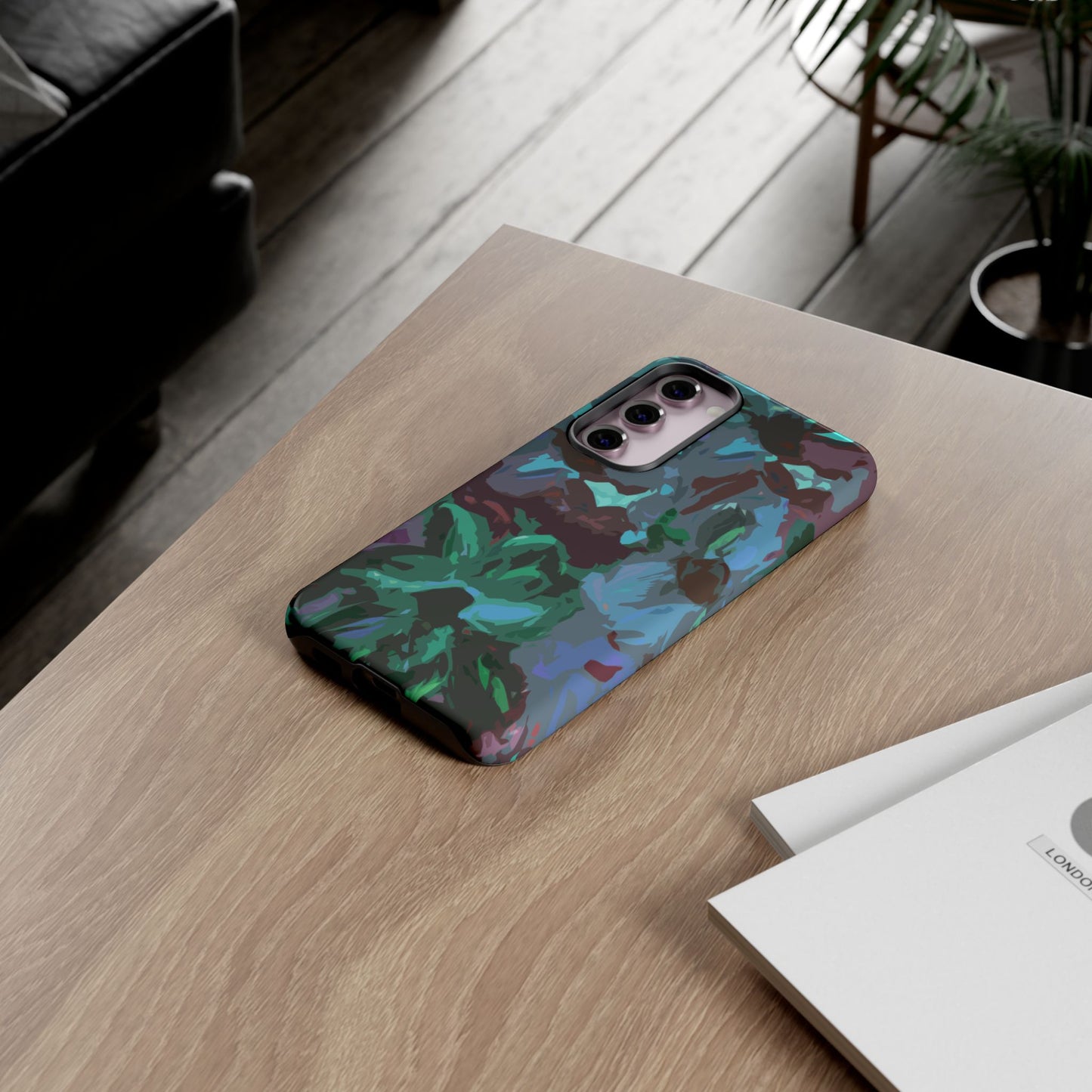 Hand Painted Abstract Colorful Teal Purple Green: Impact-Resistant Phone Case