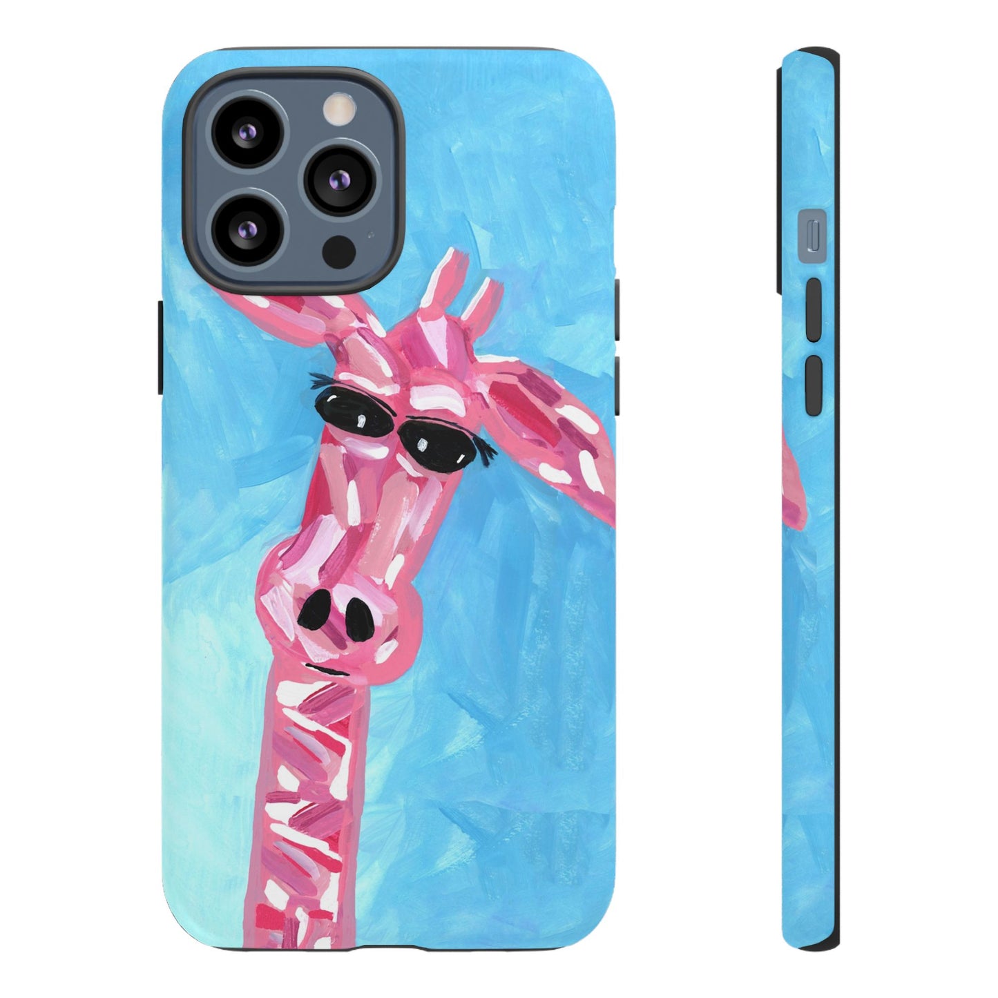 Bright Pink Giraffe Hand Painted Phone Case - Tough Cases