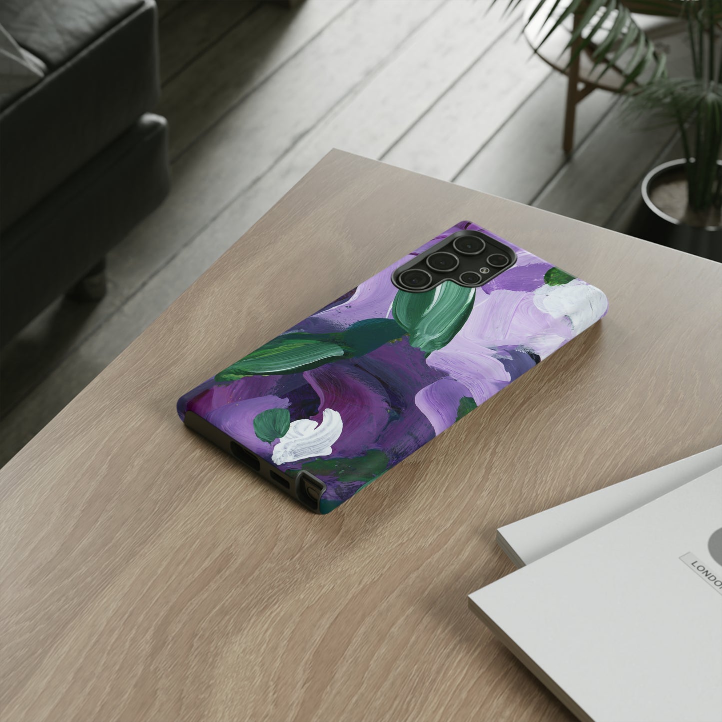 Purple Flowers Hand Painted Abstract Colorful Case: Impact-Resistant Phone Cases