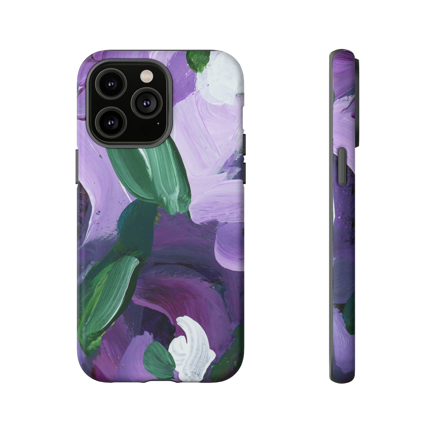 Purple Flowers Hand Painted Abstract Colorful Case: Impact-Resistant Phone Cases