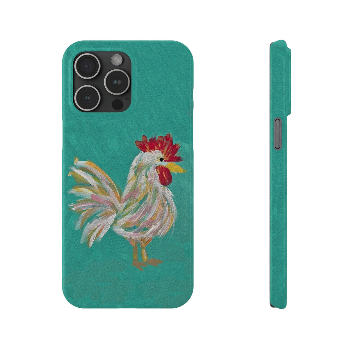 Phone Case hand painted chicken rooster digitized